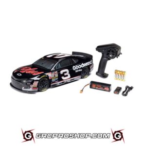 LOSI LOS1122503 - 1/12 NASCAR RC Race Car RCR No. 3 GM Goodwrench Chevrolet ZL1 2S AWD RTR Brushed On-Road (Battery & Charger Included), Black