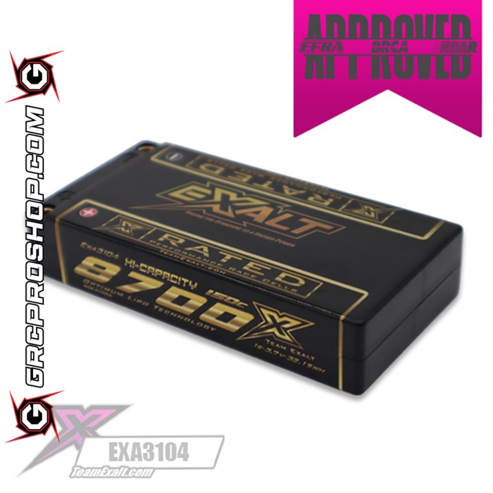 Exalt EXA3104 - X-Rated 1S 150C HC Hardcase LiPo Battery (3.7V/8700mAh) w/5mm Bullets