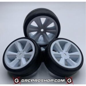 GRC132 - G-SPEC Type C Rubber touring car tires , Gravity RC Edge wheel, White (4) GOLD COMPOUND